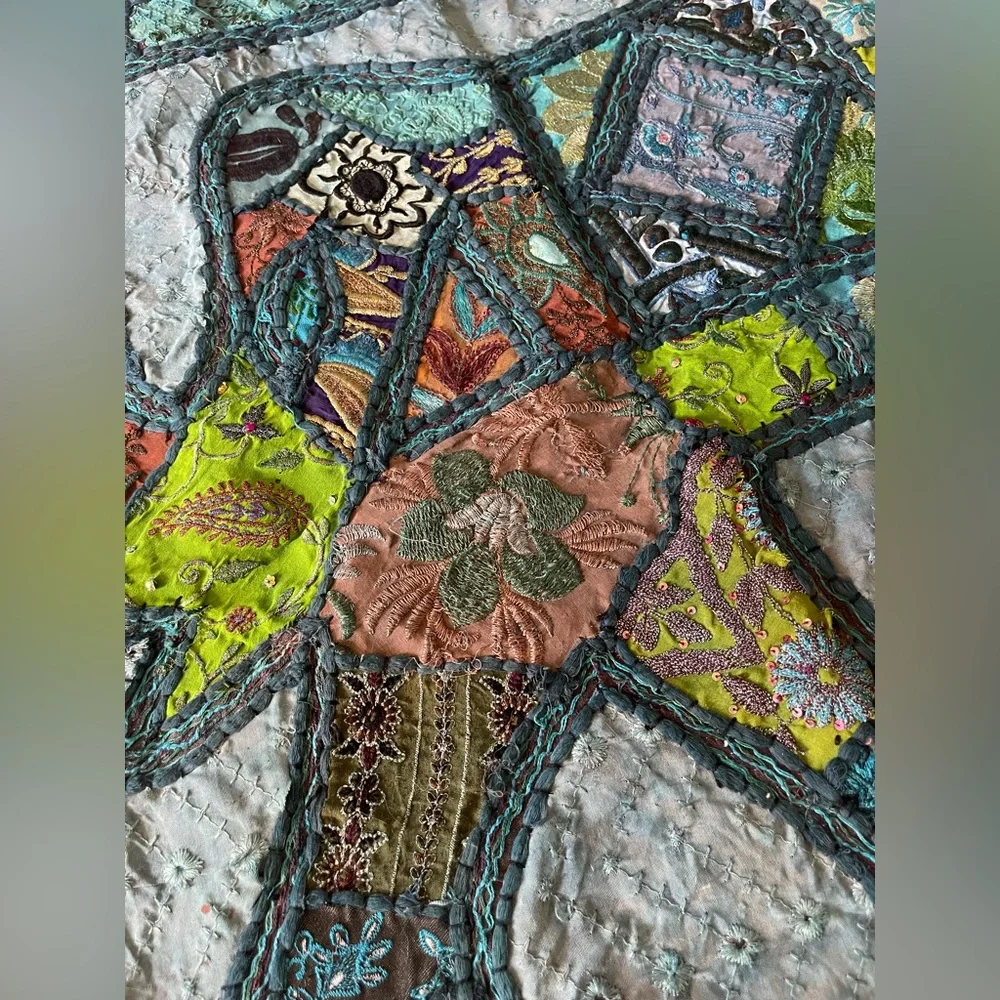 Vintage Handmade Elephant Patchwork Tapestry